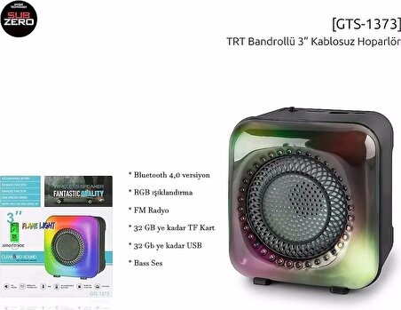 TT_GTS-1373 RGB Işıklı Ses Bombası Mini Taşınabilir Bluetooth Hoparlör TF/FM/USB