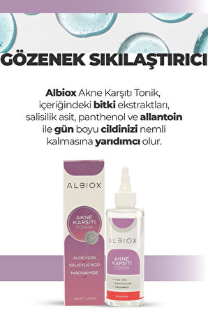 Albiox Akne Karşıtı Tonik(Aloe Vera + Salicylic Acid + Niacinamide)200 Ml)