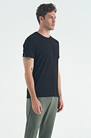 Siyah O Yaka Standart Kalıp Basic Erkek T-Shirt - 88245 | S