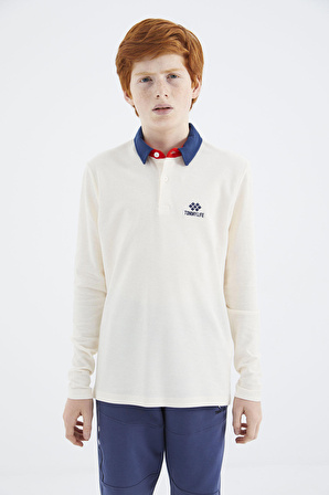 Ekru Polo Yaka Basic Erkek Çocuk T-Shirt - 11171