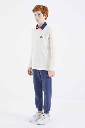 Ekru Polo Yaka Basic Erkek Çocuk T-Shirt - 11171