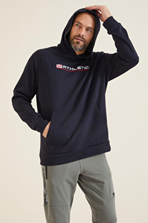 Pierce Lacivert Kapüşonlu Erkek Sweatshirt - 88132 | XXL