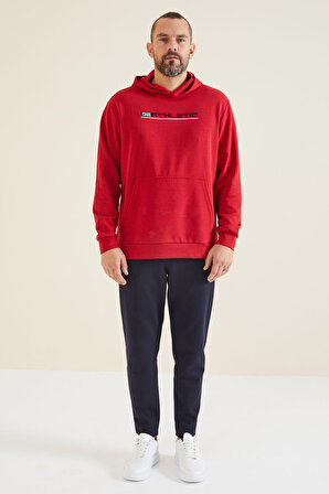 Pierce Kırmızı Kapüşonlu Erkek Sweatshirt - 88132 | M