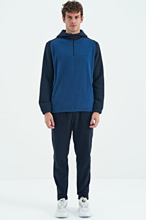 Parlıament Yarım Fermuarlı Kapüşonlu Renk Bloklu Standart Kalıp Erkek Polar Sweatshirt - 88300 | S