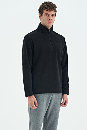 River Siyah Dik Yaka Erkek Polar Sweatshirt - 88310