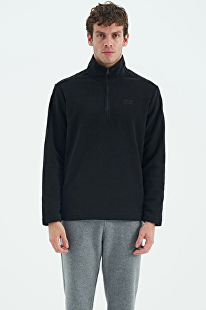 River Siyah Dik Yaka Erkek Polar Sweatshirt - 88310