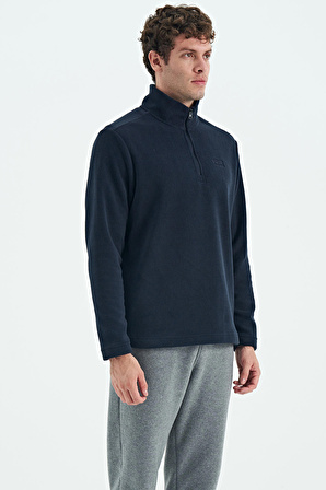 River Lacivert Dik Yaka Erkek Polar Sweatshirt - 88310