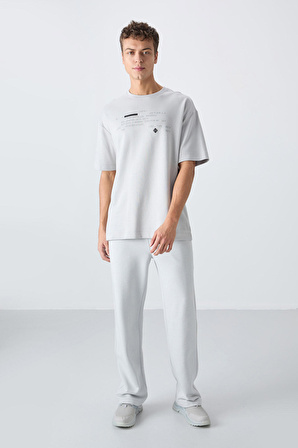 Taş Pamuklu Kalın Yumuşak Dokulu Oversize Fit Baskılı Erkek T-Shirt - 88326