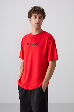 Fiesta Pamuklu Kalın Yumuşak Dokulu Oversize Fit Baskılı Erkek T-Shirt - 88330