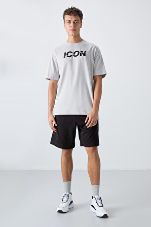 Taş Pamuklu Kalın Yumuşak Dokulu Oversize Fit Baskılı Erkek T-Shirt - 88331