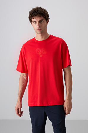 Fiesta Pamuklu Kalın Yumuşak Dokulu Oversize Fit Baskılı Erkek T-Shirt - 88333