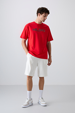 Fiesta Pamuklu Kalın Yumuşak Dokulu Oversize Fit Baskılı Erkek T-Shirt - 88345