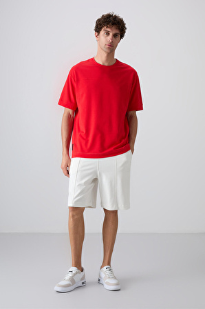 Fiesta Pamuklu Kalın Yumuşak Dokulu Oversize Fit Basic Erkek T-Shirt - 88349