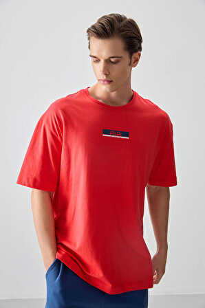 Fiesta %100 Pamuk Kalın Yumuşak Dokulu Oversize Fit Baskılı Erkek T- Shirt - 88359 | L