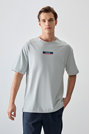 Taş %100 Pamuk Kalın Yumuşak Dokulu Oversize Fit Baskılı Erkek T- Shirt - 88359 | L