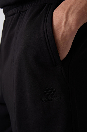 Siyah Pamuklu Kalın Yumuşak Dokulu Comfort Fit Basic Erkek Şort - 81261