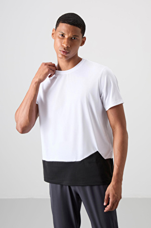 Beyaz Polyester Nefes Alan Dokulu İnce Esnek Standart Fit Erkek Performans T-Shirt - 88383