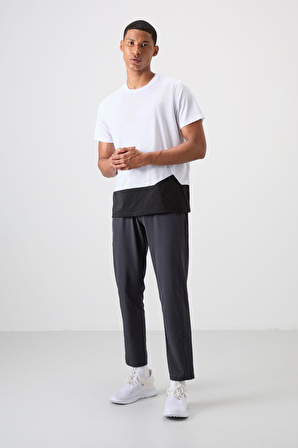 Beyaz Polyester Nefes Alan Dokulu İnce Esnek Standart Fit Erkek Performans T-Shirt - 88383