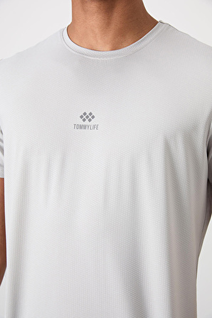Taş Polyester Nefes Alan Dokulu İnce Esnek Standart Fit Erkek Performans T-Shirt - 88387