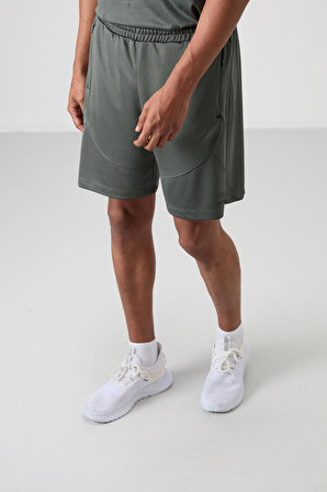 Haki Polyester Kalın Yumuşak Comfort Fit Erkek Şort - 81271