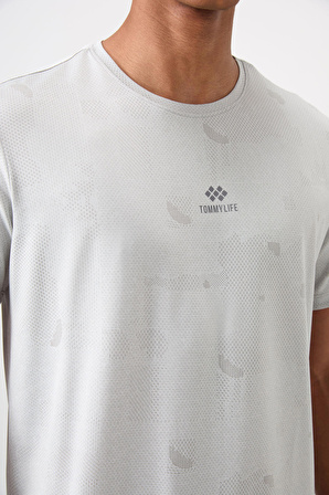 Taş Polyester Nefes Alan Jakarlı İnce Esnek Standart Fit Erkek Performans T-Shirt - 88397