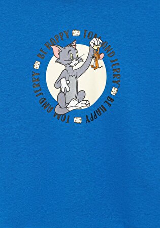 Tom ve Jerry Baskılı Mavi Sweatshirt 6S10030-70910