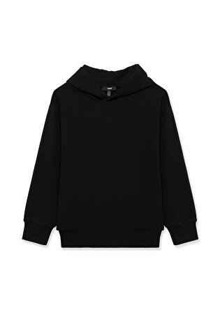 Kapüşonlu Siyah Basic Sweatshirt 6S10037-900
