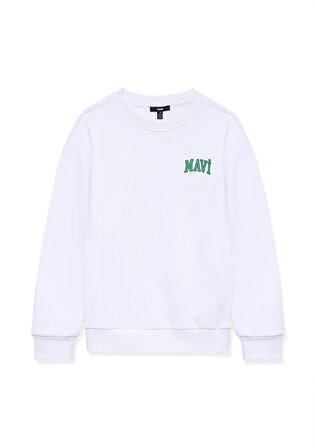 Mavi Logo Baskılı Beyaz Sweatshirt 6S10000-620