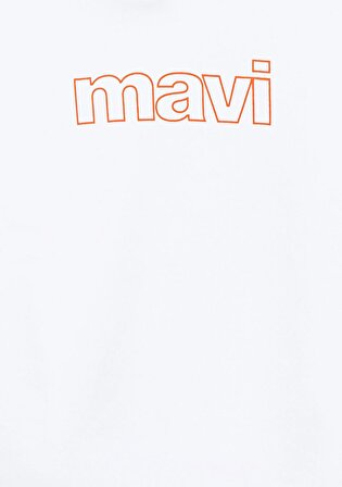 Mavi Logo Baskılı Kapüşonlu Beyaz Sweatshirt 6S10041-620