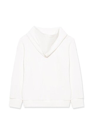 Kapüşonlu Beyaz Basic Sweatshirt 6S10037-70057