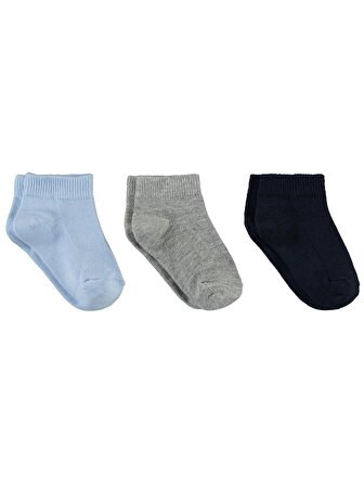 Civil Boys Erkek Çocuk 3'lü Patik Çorap 2-12 Yaş Mavi