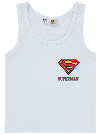Süperman Erkek Çocuk Atlet 2-10 Yaş Beyaz
