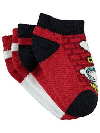 Civil Socks Erkek Çocuk 3'lü Patik Çorap 3-11 Yaş Kırmızı