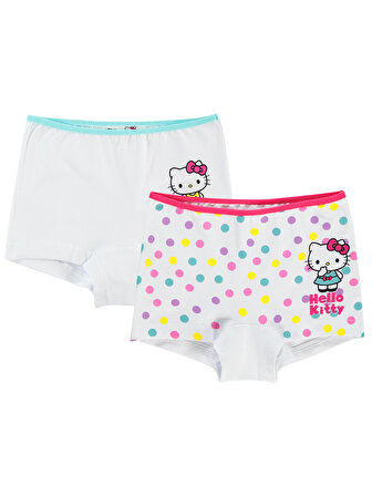 Hello Kitty Kız Çocuk 2'li Boxer Set 2-10 Yaş Beyaz