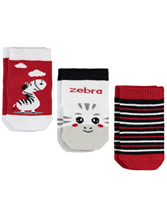Civil Baby Erkek Bebek 3'lü Çorap Set Kırmızı