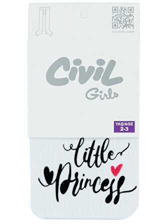 Civil Girls Kız Çocuk 40/20 Denye Mus Külotlu Çorap 2-12 Yaş Beyaz