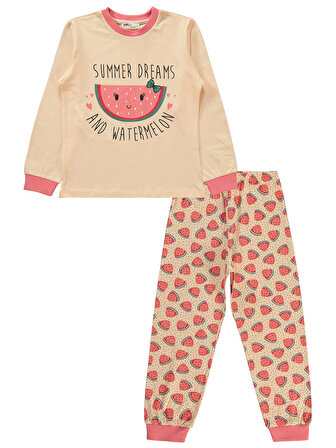 Civil Girls Kız Çocuk Pijama Takımı 6-9 Yaş  Yumuşak Şeftali