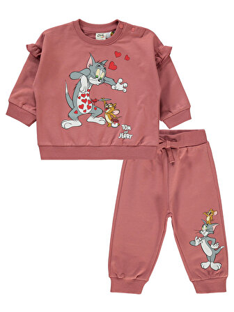  Tom ve Jerry Kız Bebek 6-18 Ay Takım Gül kurusu 