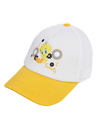 Tweety Kız Çocuk Şapka 6-9 Yaş Beyaz-Sarı