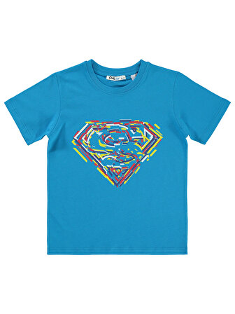 Superman Erkek Çocuk Tişört 6-9 Yaş Koyu Turkuaz