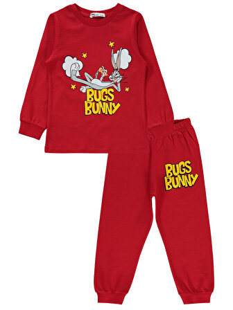 Bugs Bunny Erkek Çocuk Pijama Takımı 2-5 Yaş Kırmızı