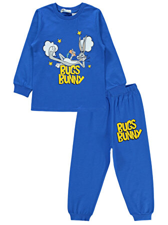 Bugs Bunny Erkek Çocuk Pijama Takımı 2-5 Yaş Saks Mavisi