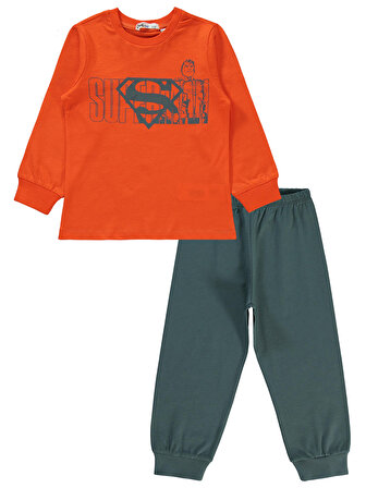 Superman Erkek Çocuk Pijama Takımı 2-5 Yaş Oranj