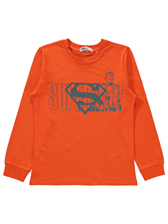 Superman Erkek Çocuk Pijama Takımı 6-9 Yaş Oranj