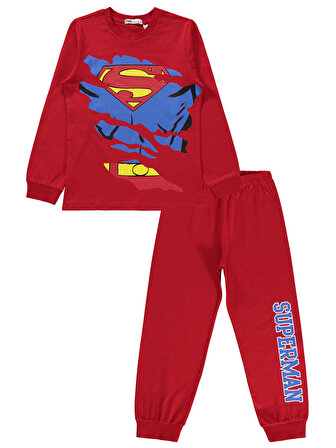 Süperman Erkek Çocuk Pijama Takımı 10-13 Yaş Kırmızı