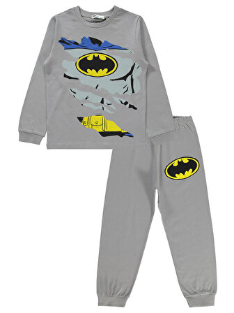 Batman Erkek Çocuk Pijama Takımı 6-9 Yaş Gri