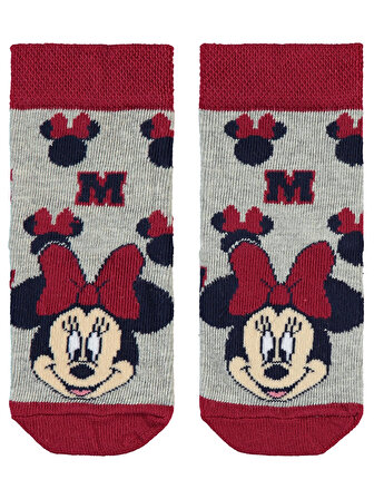 Minnie Mouse Kız Çocuk Soket Çorap 3-11 Yaş Gri