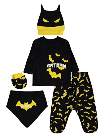 Batman Erkek Bebek 5'li Zıbın Takımı Siyah