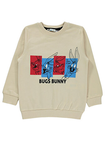 Bugs Bunny Erkek Çocuk Sweatshirt 2-5 Yaş Taş Rengi
