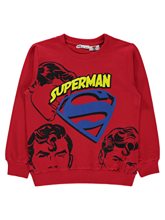 Superman Erkek Çocuk Sweatshirt 6-9 Yaş Kırmızı